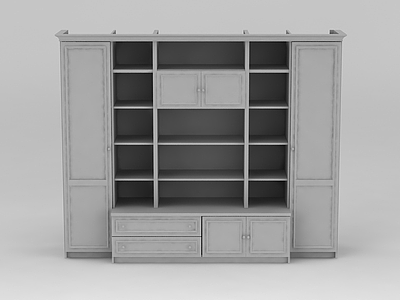 3d现代大型灰色酒柜储物柜免费模型
