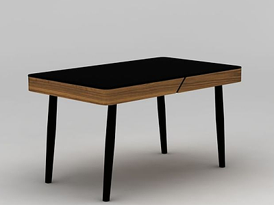 现代黑色实木餐桌模型3d模型
