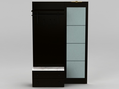 3d现代黑色实木玄关鞋柜免费模型