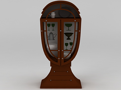 欧式创意实木酒柜模型3d模型