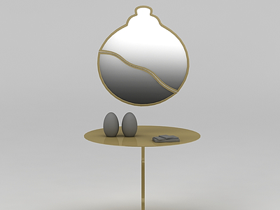简约休闲圆桌梳妆镜子模型3d模型