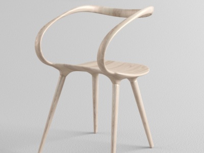 3d北欧实木单椅模型