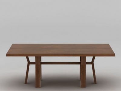 3d实木长餐桌模型
