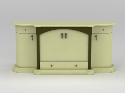 3d现代浅绿色实木边柜模型