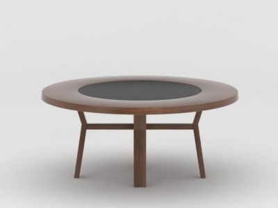3d现代圆形实木餐桌模型