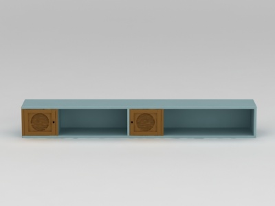 3d现代蓝色实木电视柜免费模型