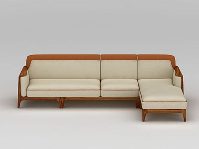 3d现代实木转角沙发模型