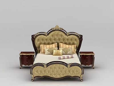 现代欧式卧室双人床模型3d模型