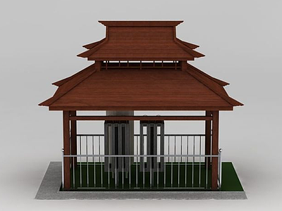 园林双层休闲亭模型3d模型