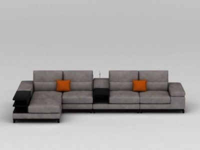 现代灰色布艺组合沙发模型3d模型