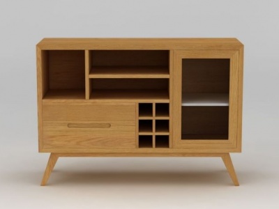 3d现代实木餐边柜模型