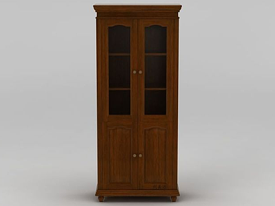 3d现代实木双开门书柜模型