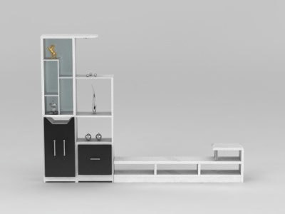 3d现代实木黑白拼色电视柜免费模型