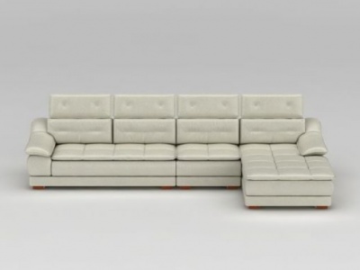 3d现代米白色皮质组合沙发模型