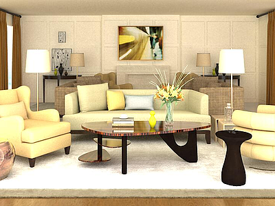 客厅空间3d模型