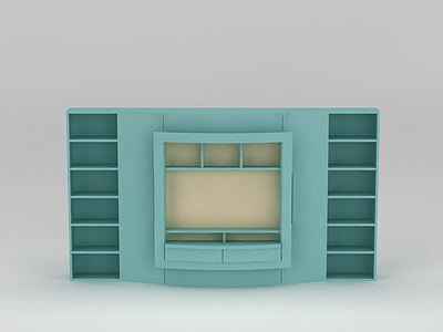 大型浅蓝色实木电视柜模型3d模型