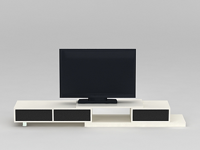 现代简约白色电视柜模型3d模型