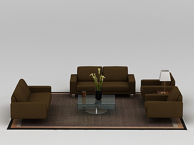 3d现代绿色布艺组合沙发免费模型