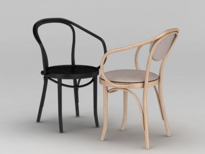 现代曲木椅子模型