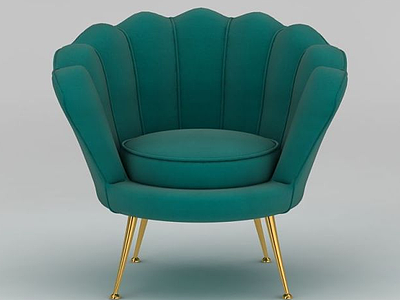 3d现代蓝色布艺单人沙发模型