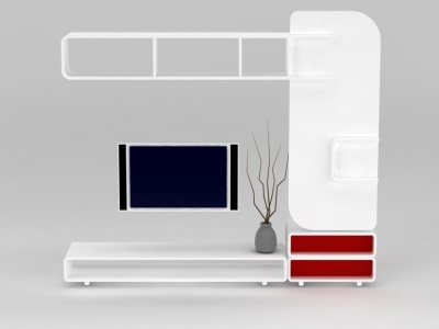 3d现代白色实木电视柜免费模型