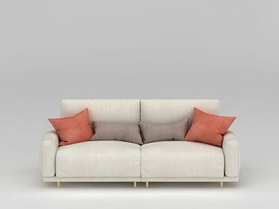 现代米色布艺双人沙发模型3d模型