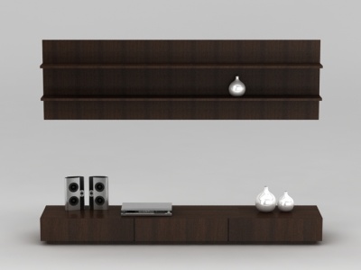 3d实木客厅电视柜组合免费模型