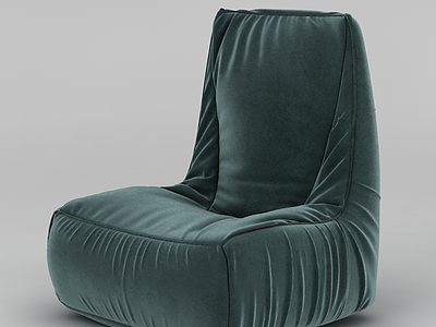 3d现代软包墨绿色布艺沙发椅模型