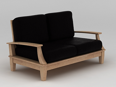 3d现代实木黑色沙发免费模型