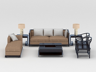 中式组合沙发模型