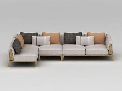 3d现代客厅布艺软沙发组合模型