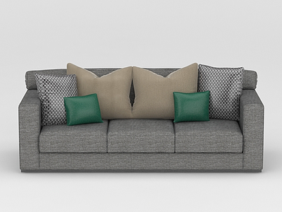 欧式灰色布艺沙发模型3d模型