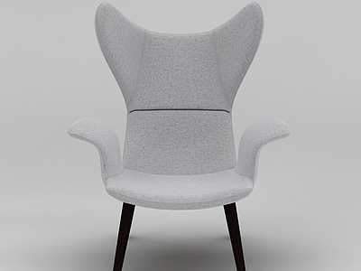 欧式灰色布艺休闲椅模型