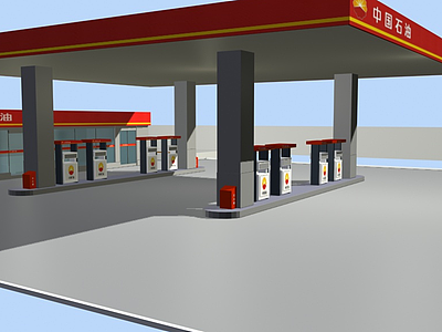 3d加油站模型