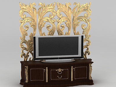 现代欧式雕花电视柜模型3d模型