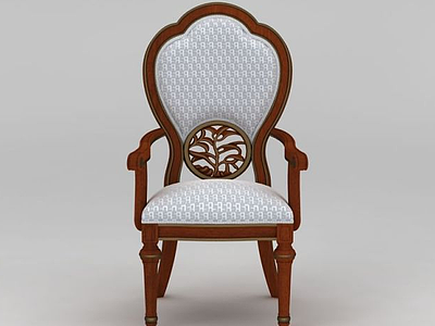 现代实木雕花休闲椅模型3d模型