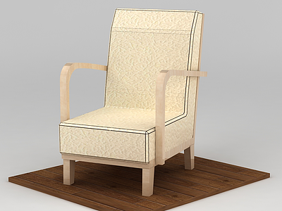 3d亚光白橡木皮质简约沙发椅模型