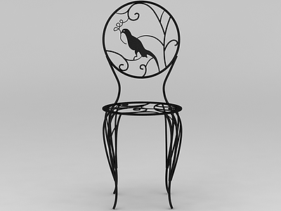 3d创意铁艺雕花椅子免费模型
