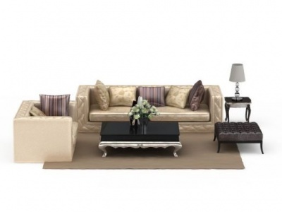 欧式金色软包组合沙发模型3d模型