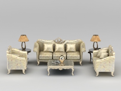 欧式精美印花组合沙发模型3d模型