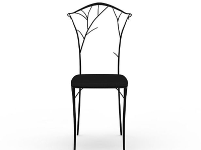 3d简易<font class='myIsRed'>黑色</font>雕花椅子免费模型