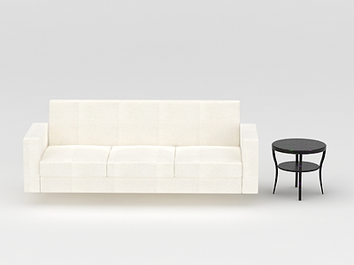 3d简约白色沙发茶几组合免费模型
