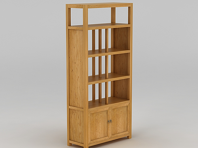 简约中式实木书架储物架模型3d模型