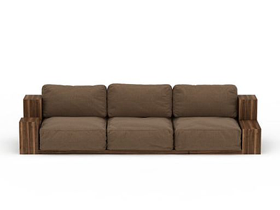 3d现代浅棕色布艺沙发免费模型