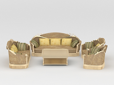 3d现代时尚欧式组合沙发模型