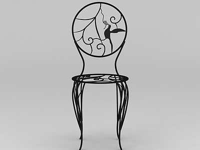 3d创意铁艺雕花椅子模型