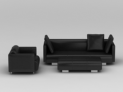 现代黑色真皮沙发组合模型3d模型
