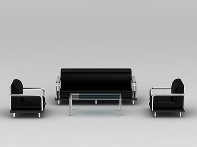 黑色皮质组合沙发模型3d模型
