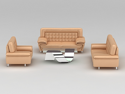 欧式皮质钮扣沙发茶几模型3d模型
