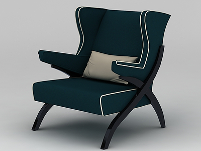 欧式布艺沙发椅模型